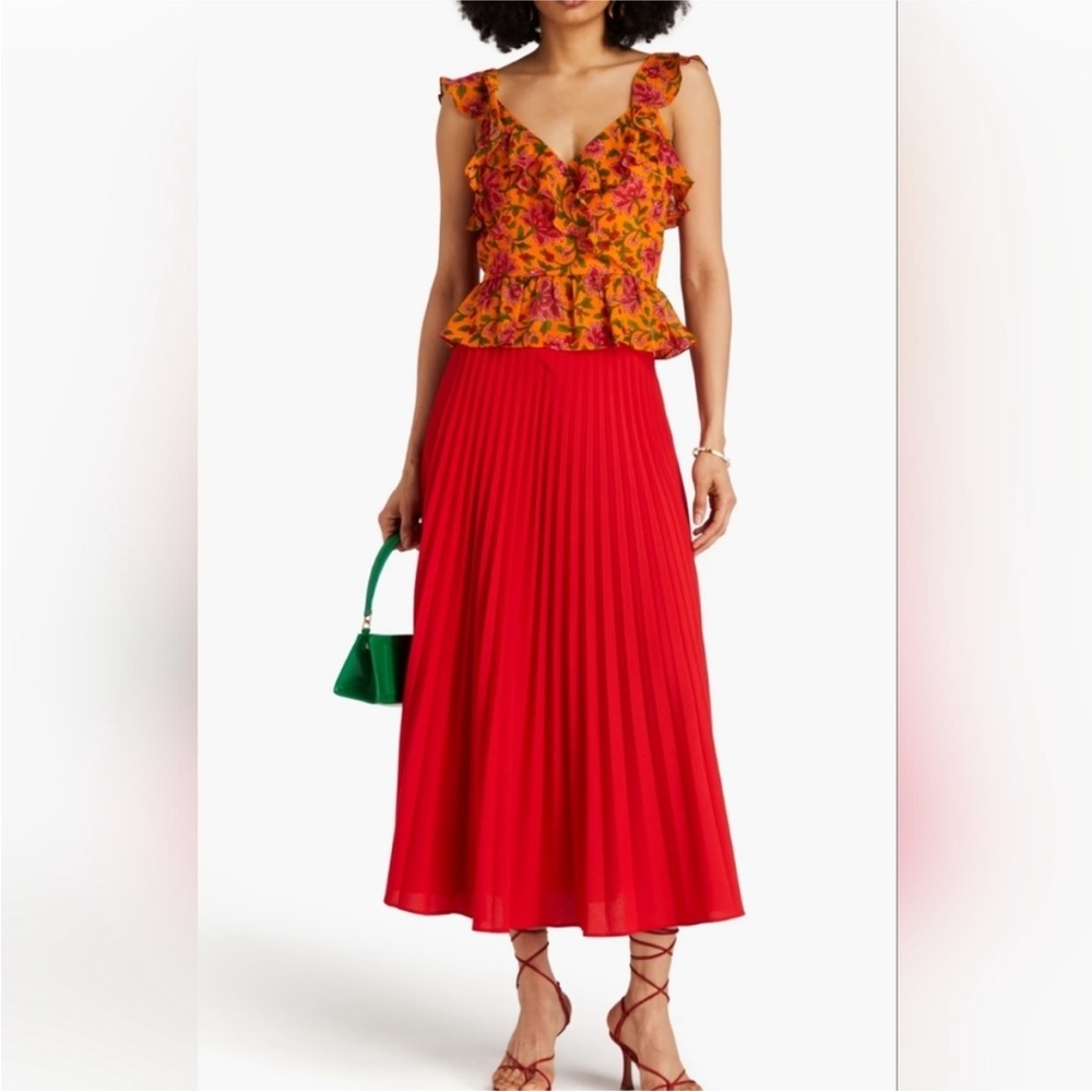 VERONICA BEARD Randa Top Orange Multi Floral Sz 12 NEW $378 - Picture 6 of 14